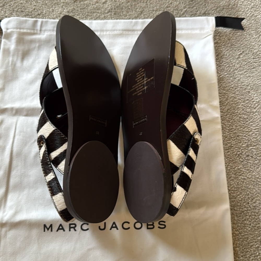 NEW Marc Jacobs Haircalf Zebra Slingback Sandals - Size EU40 / US10 - Picture 8 of 9